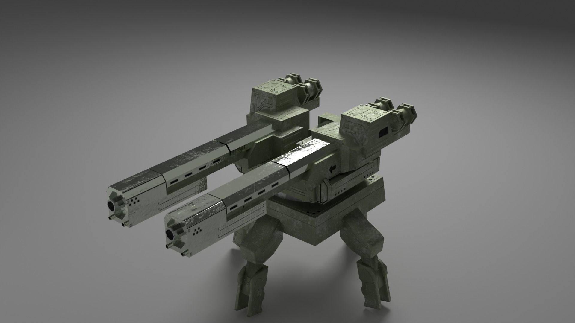 Turret futuristic machine gun Low-poly 3D model_3