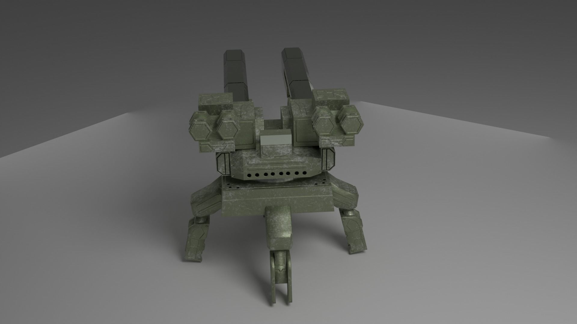 Turret futuristic machine gun Low-poly 3D model_5