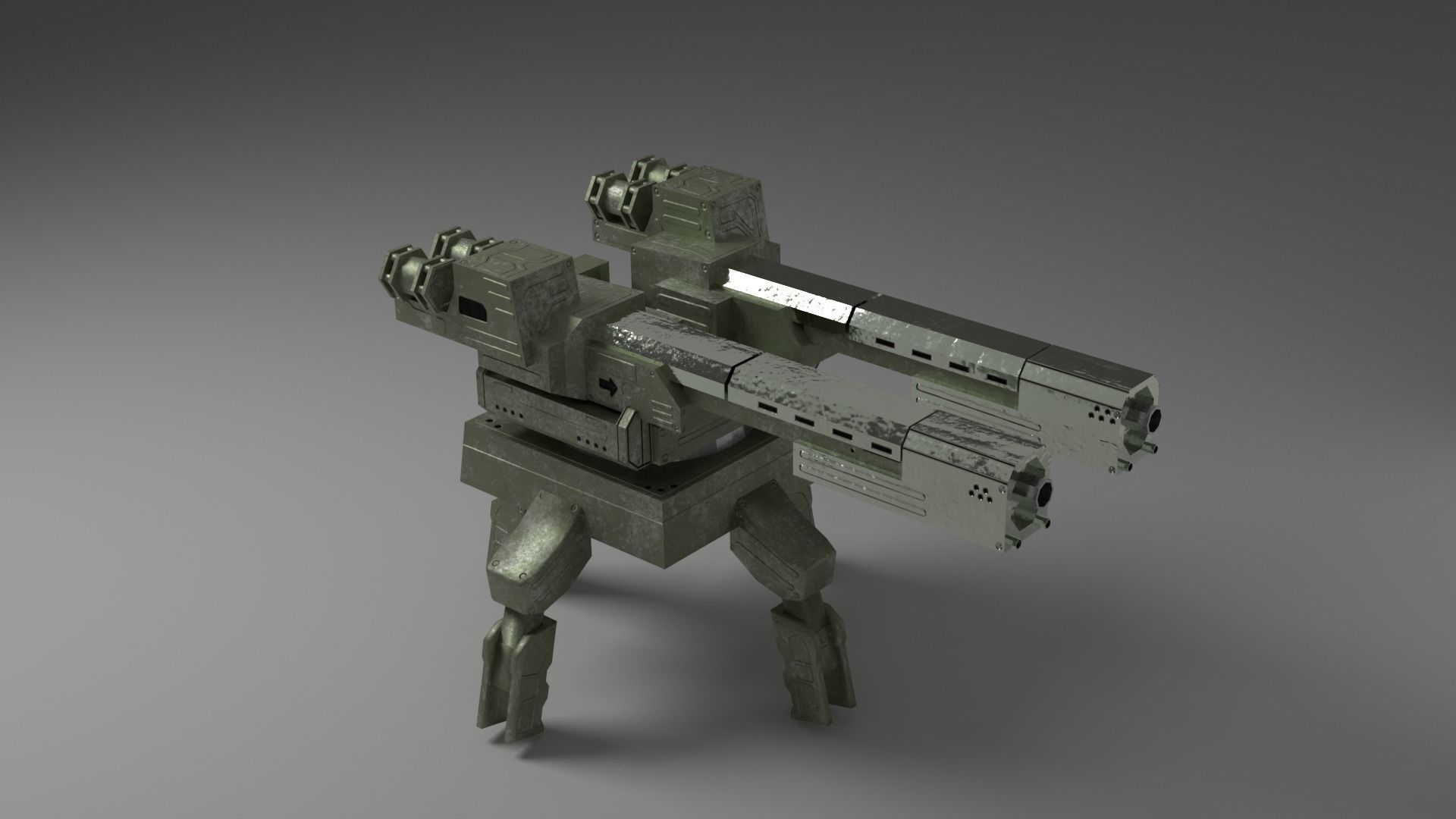 Turret futuristic machine gun Low-poly 3D model_2