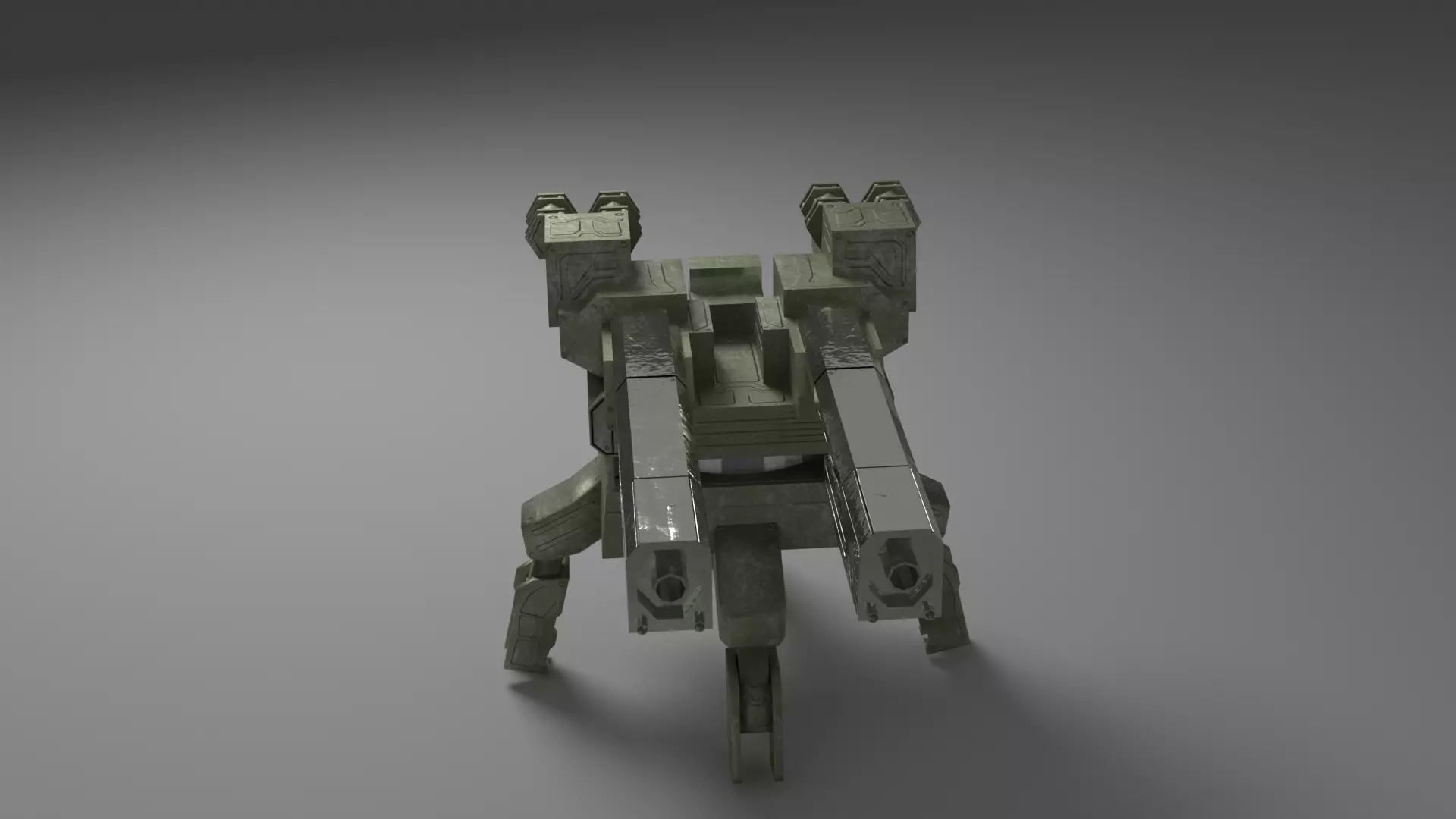 Turret futuristic machine gun Low-poly 3D model_0