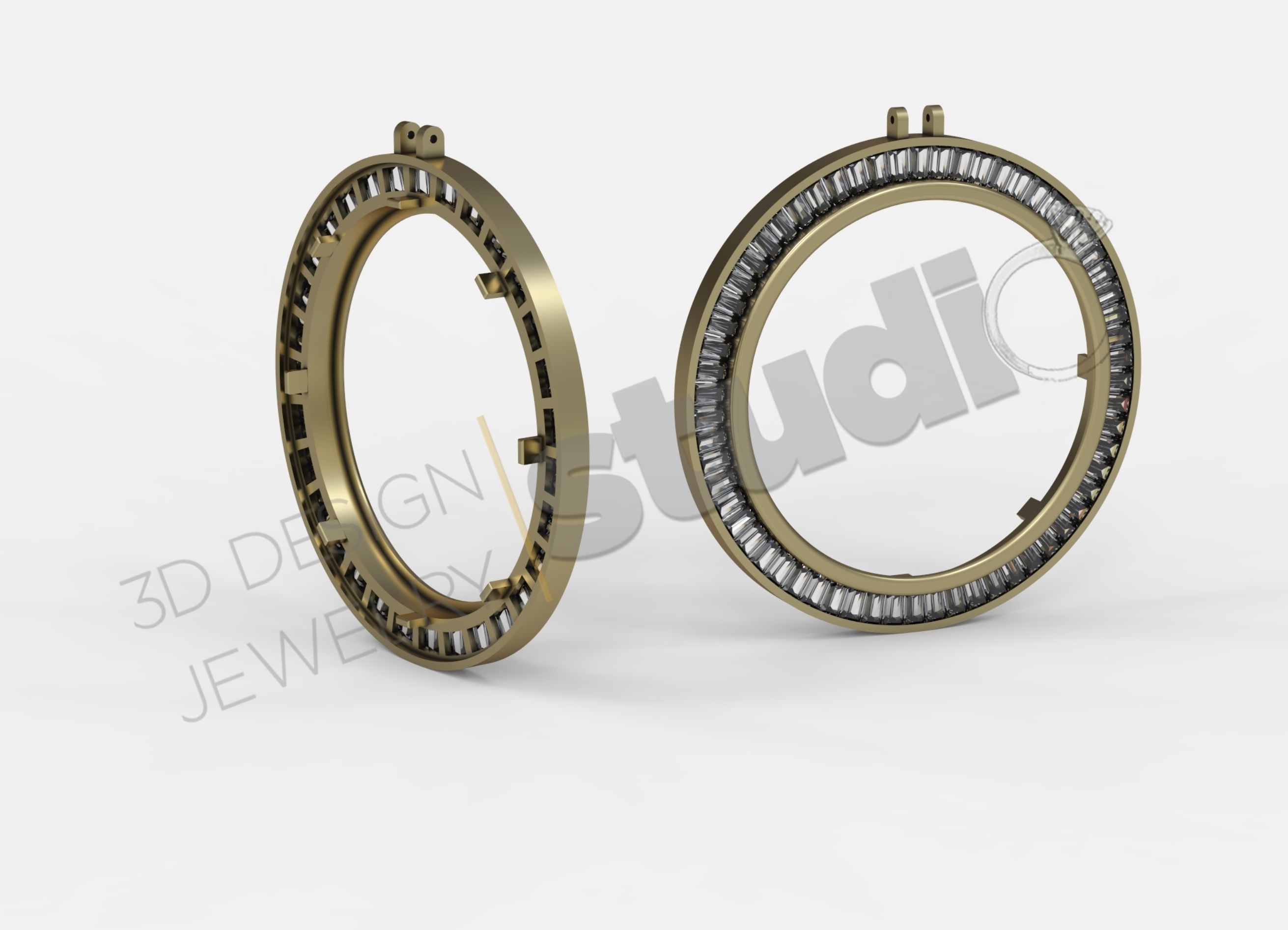 coin Bezel with gems 3d model  3D print model_3