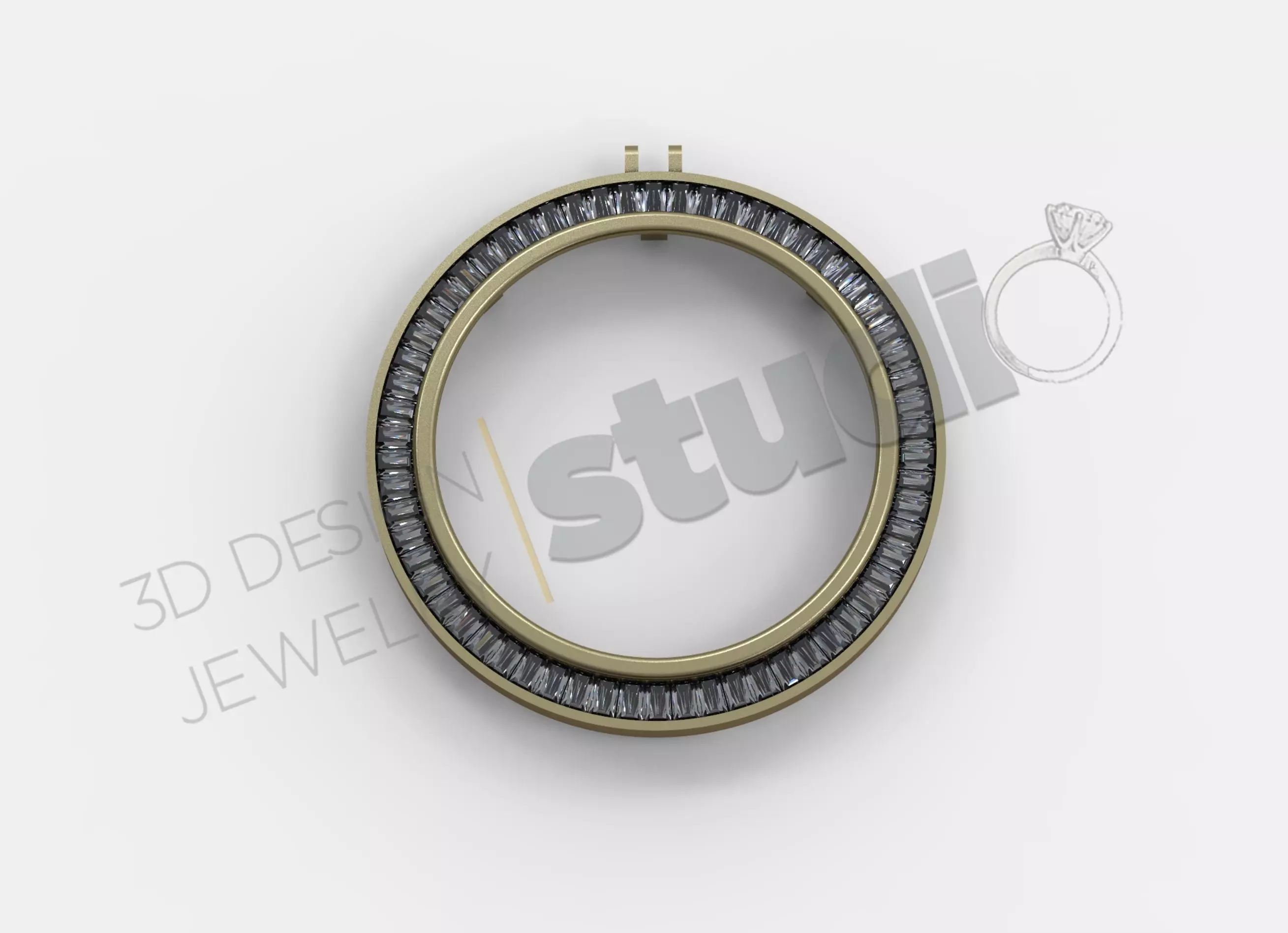 coin Bezel with gems 3d model  3D print model_0