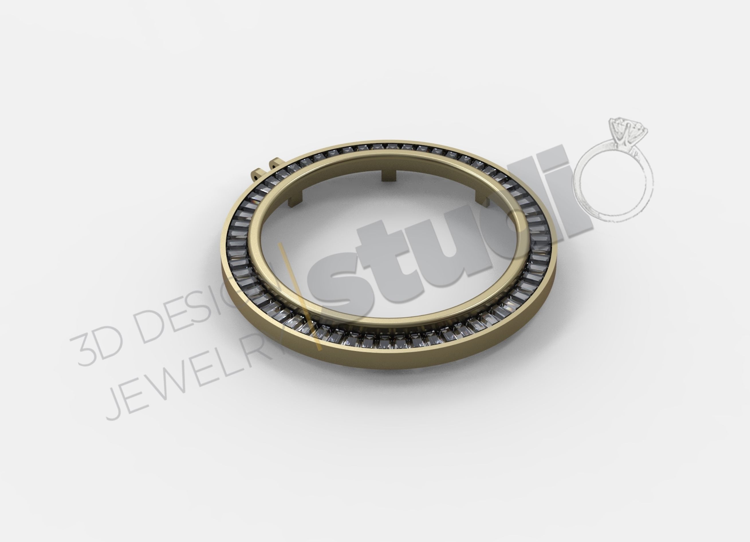coin Bezel with gems 3d model  3D print model_1