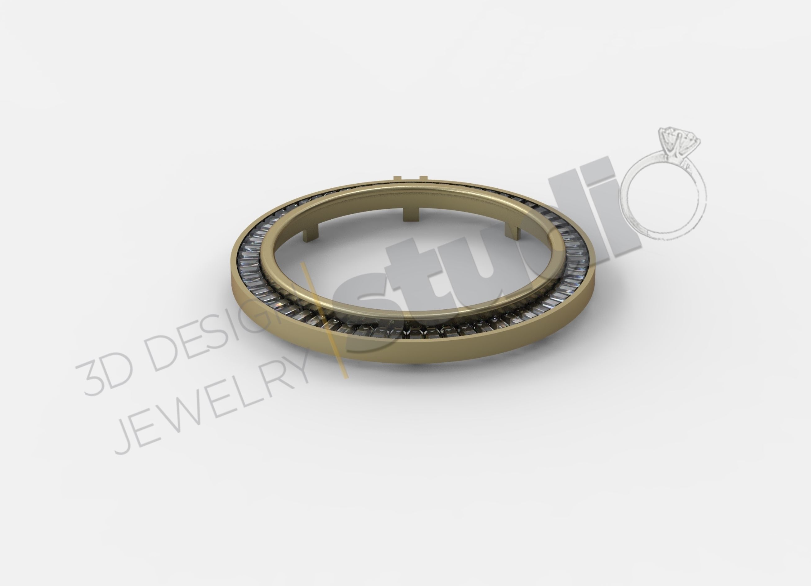 coin Bezel with gems 3d model  3D print model_2