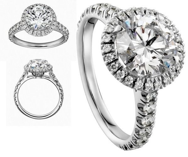 CG345 diamond halo engagement ring 3D print model