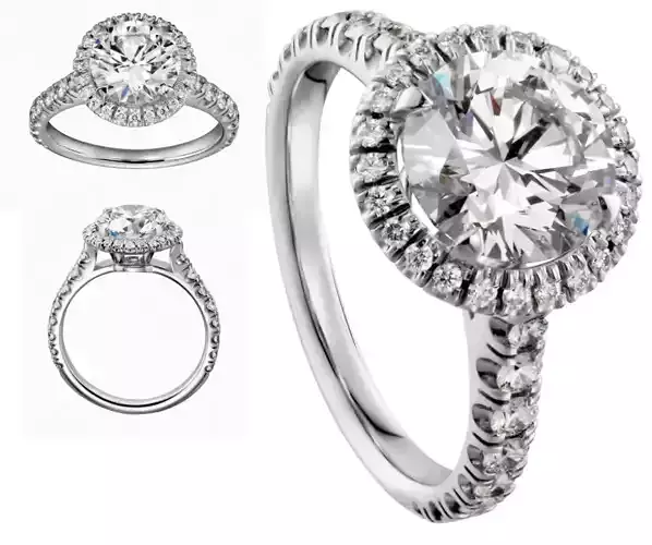 CG345 diamond halo engagement ring