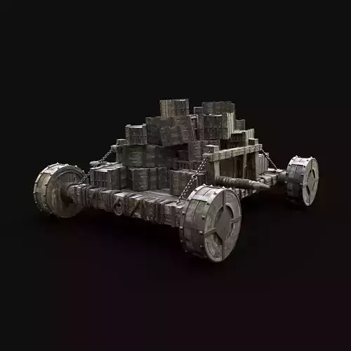 WAGON CARGO CONVOY HEAVY MEDIEVAL TRANSPORTER Low-poly 3D model
