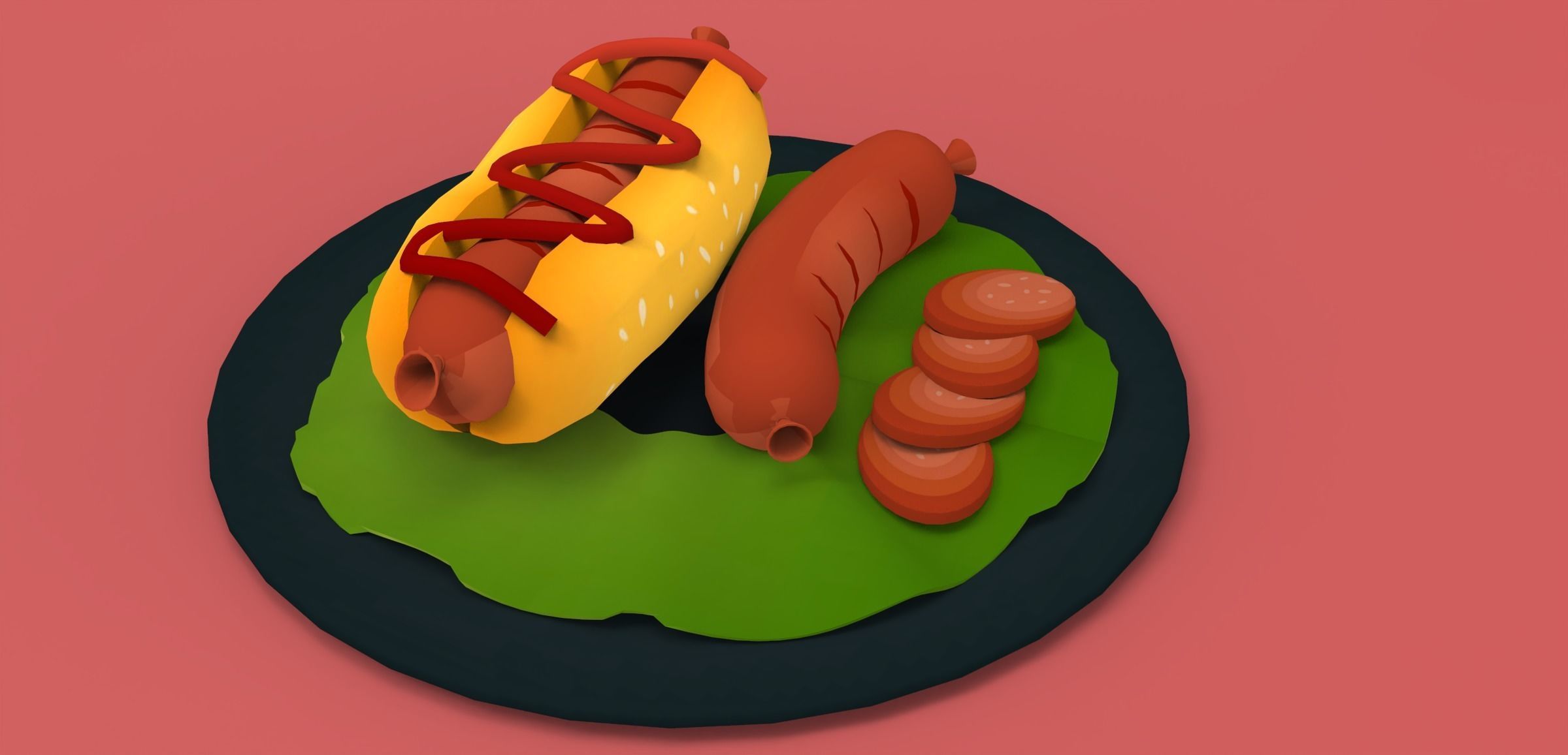 Hot Dog 3D Food Free 3D model_13
