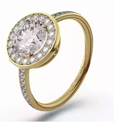 CG347 gold halo engagement ring with diamonds