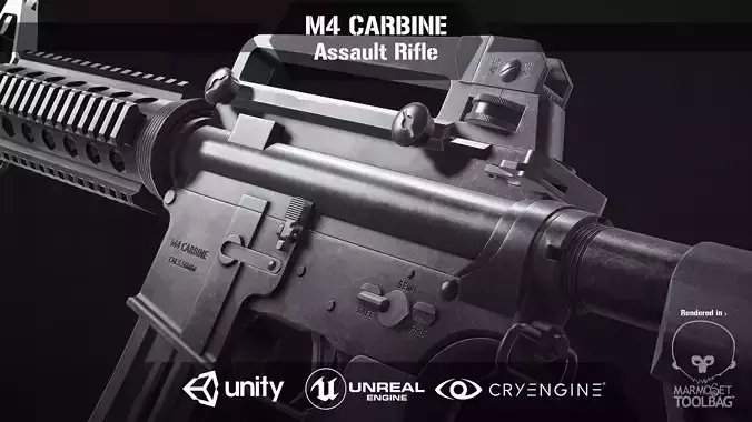 M4 Assault Rifle Low-poly 3D model