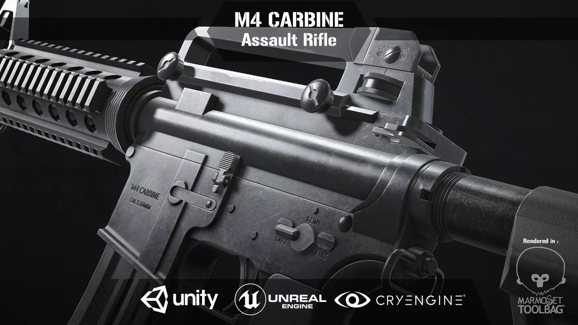 M4 Assault Rifle Low-poly 3D model_0