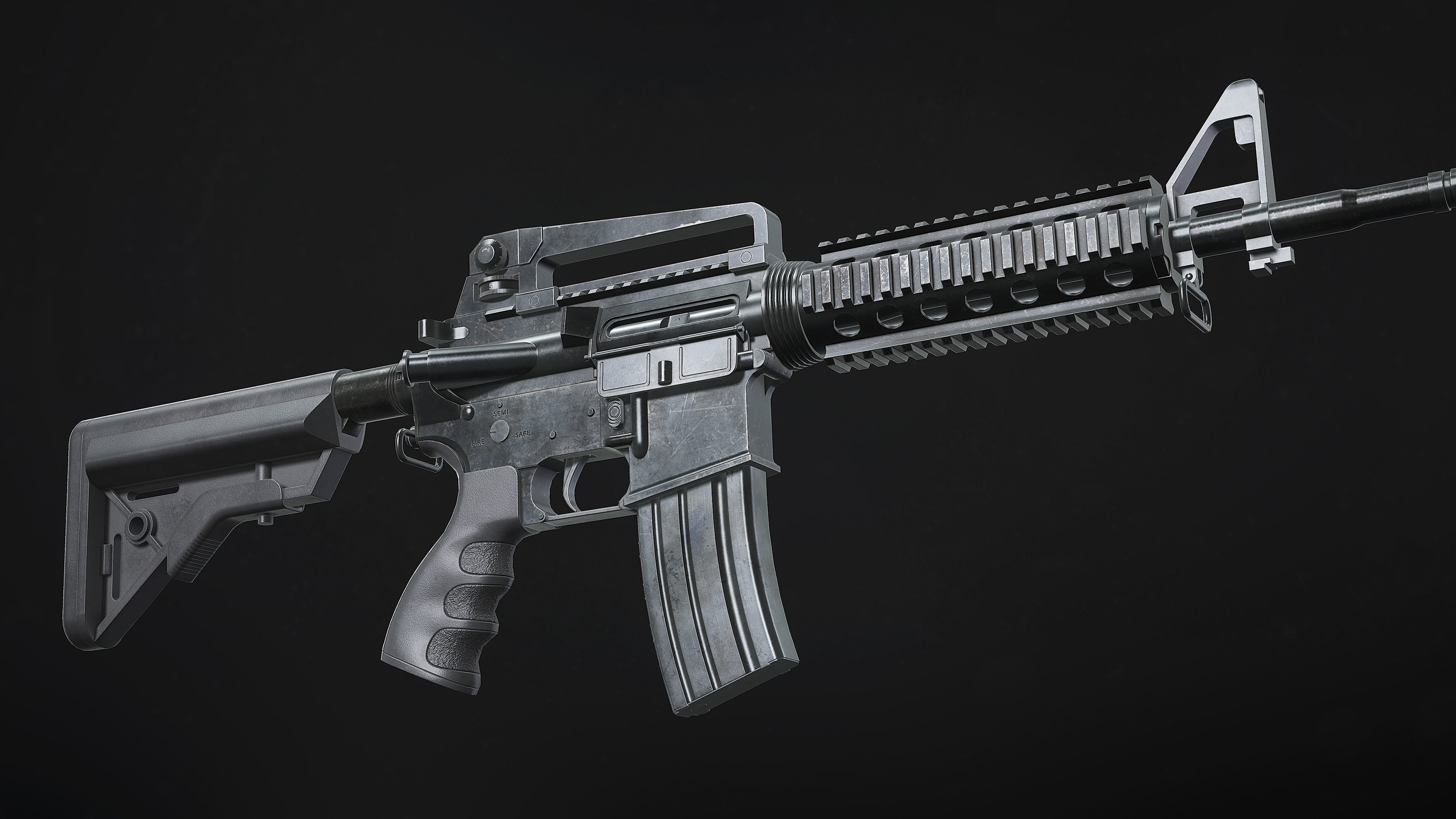 M4 Assault Rifle Low-poly 3D model_2