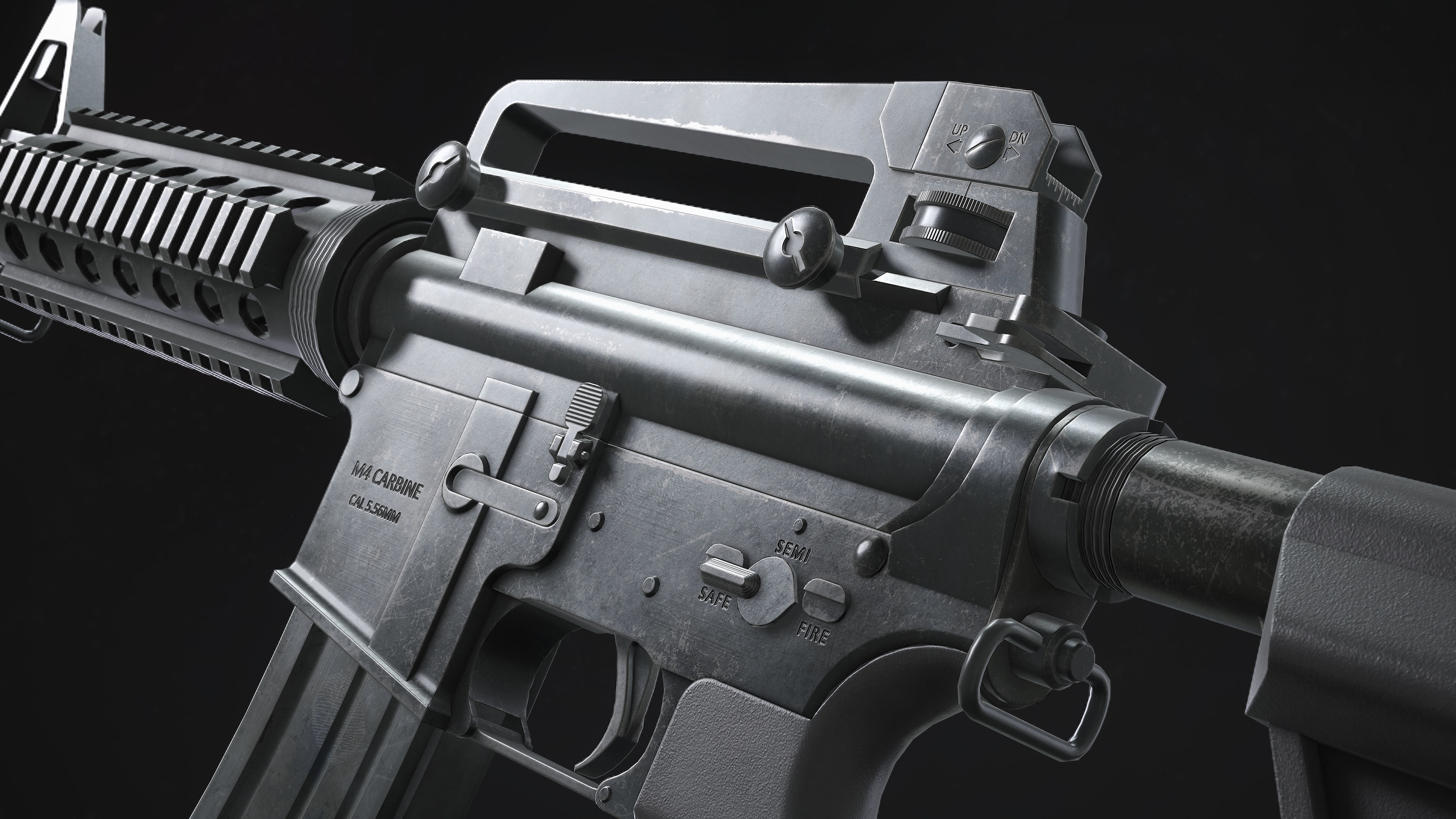 M4 Assault Rifle Low-poly 3D model_6