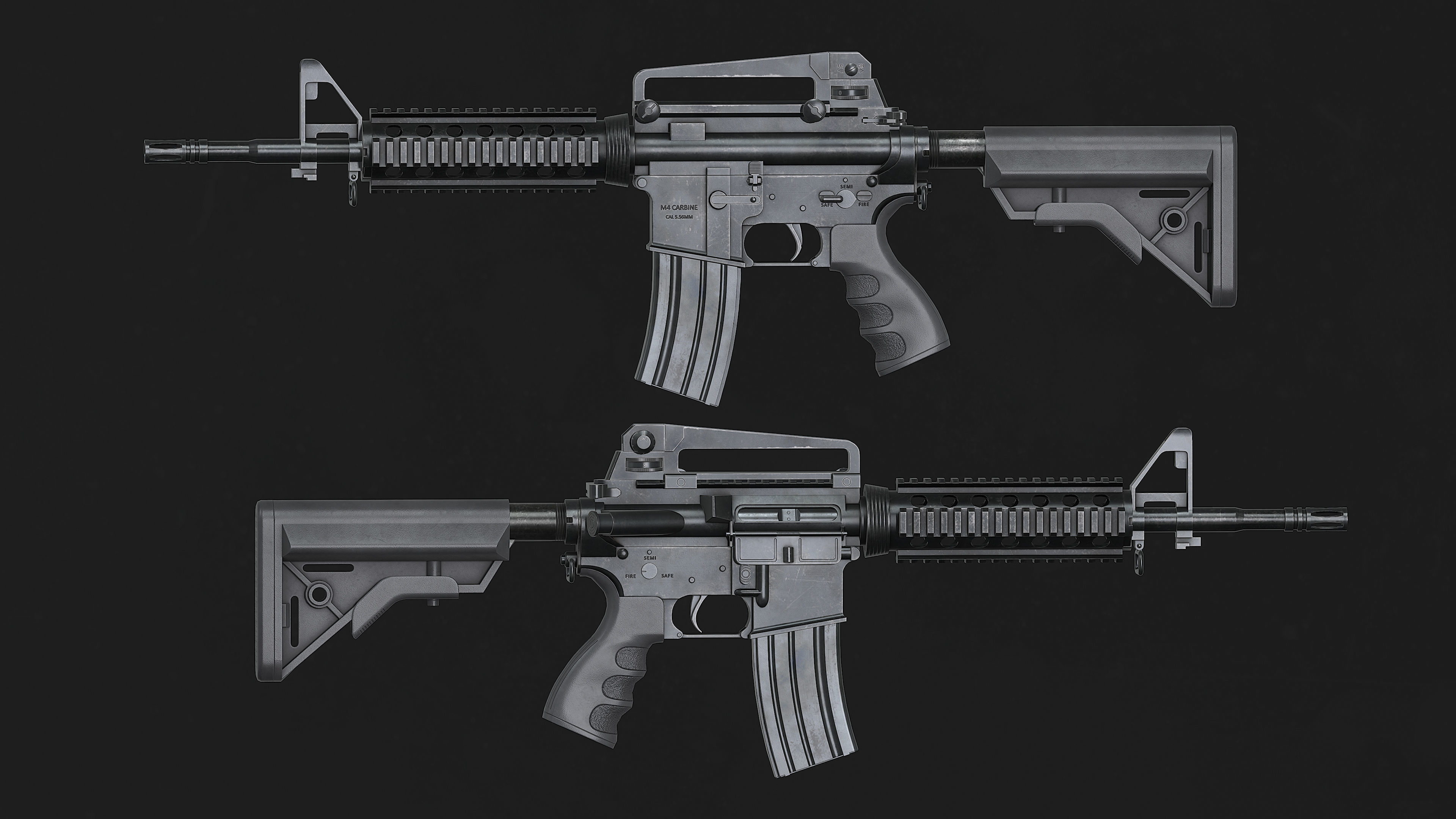 M4 Assault Rifle Low-poly 3D model_8