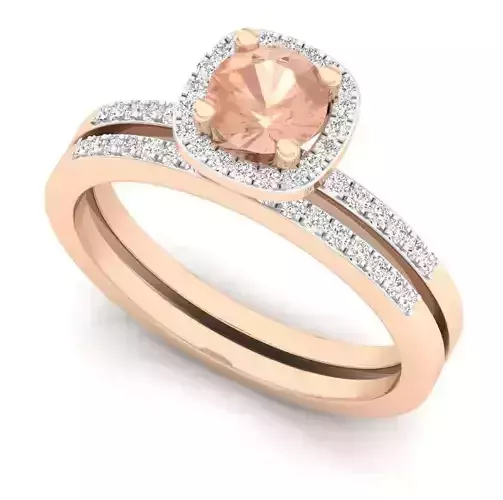 Cushion shape halo Diamond Ring and band for woman