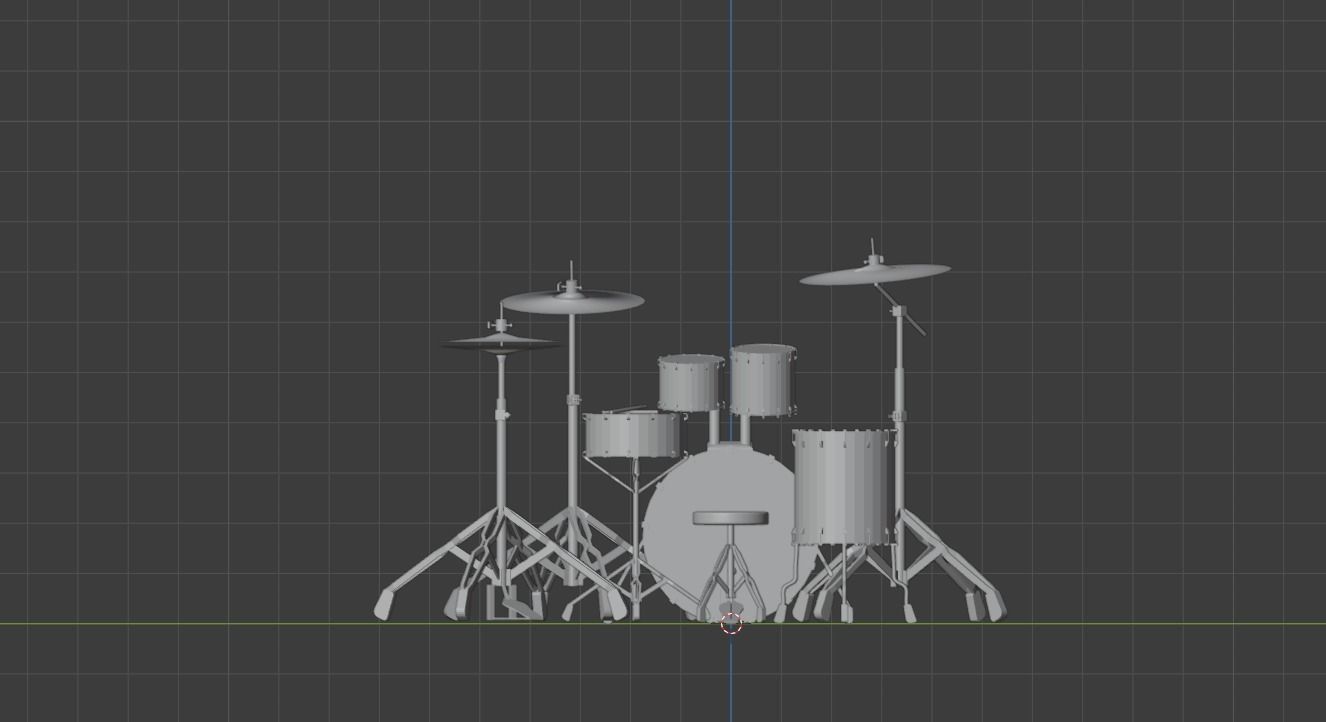 Drums drum set Low-poly 3D model_3