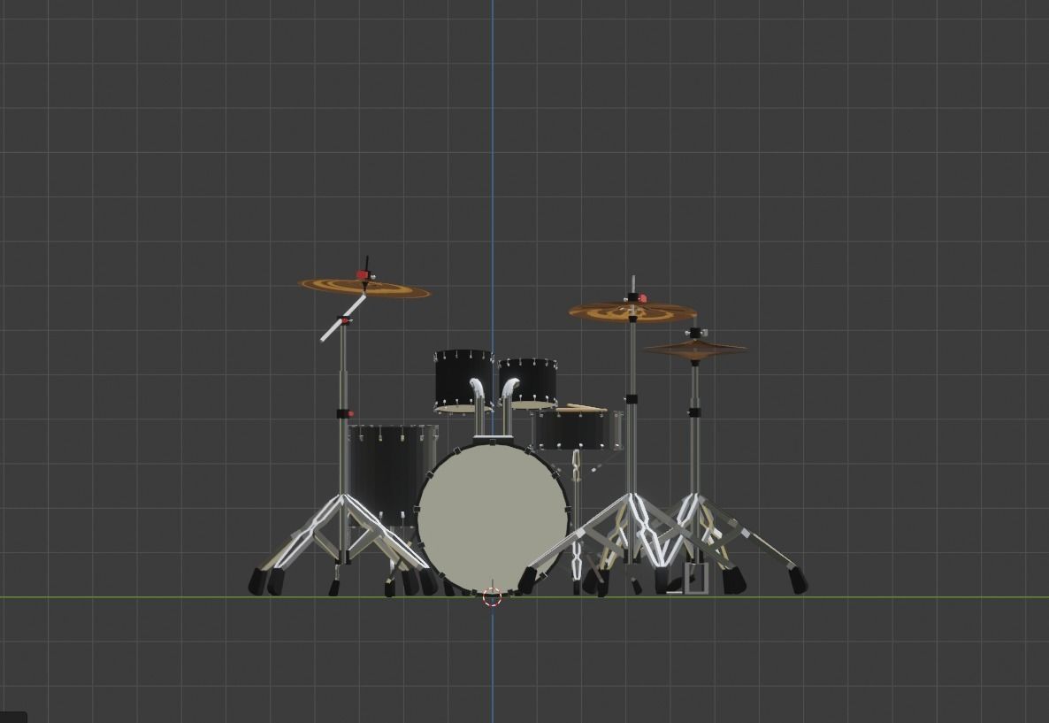 Drums drum set Low-poly 3D model_10