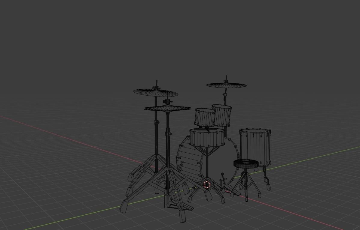 Drums drum set Low-poly 3D model_16