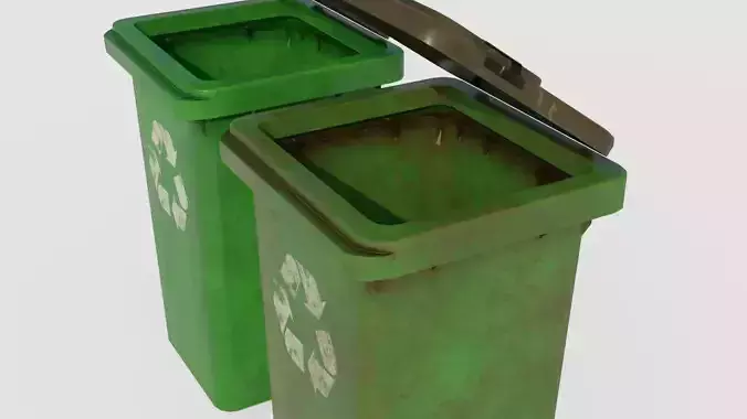 plastic dust bin with 4k pbr textures clean and dirty