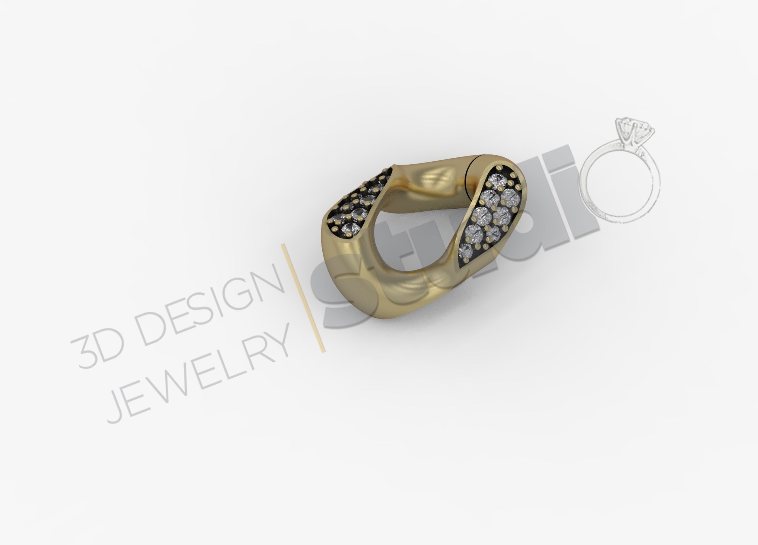 Miami cuban chain with gems 3d model 3D print model_4