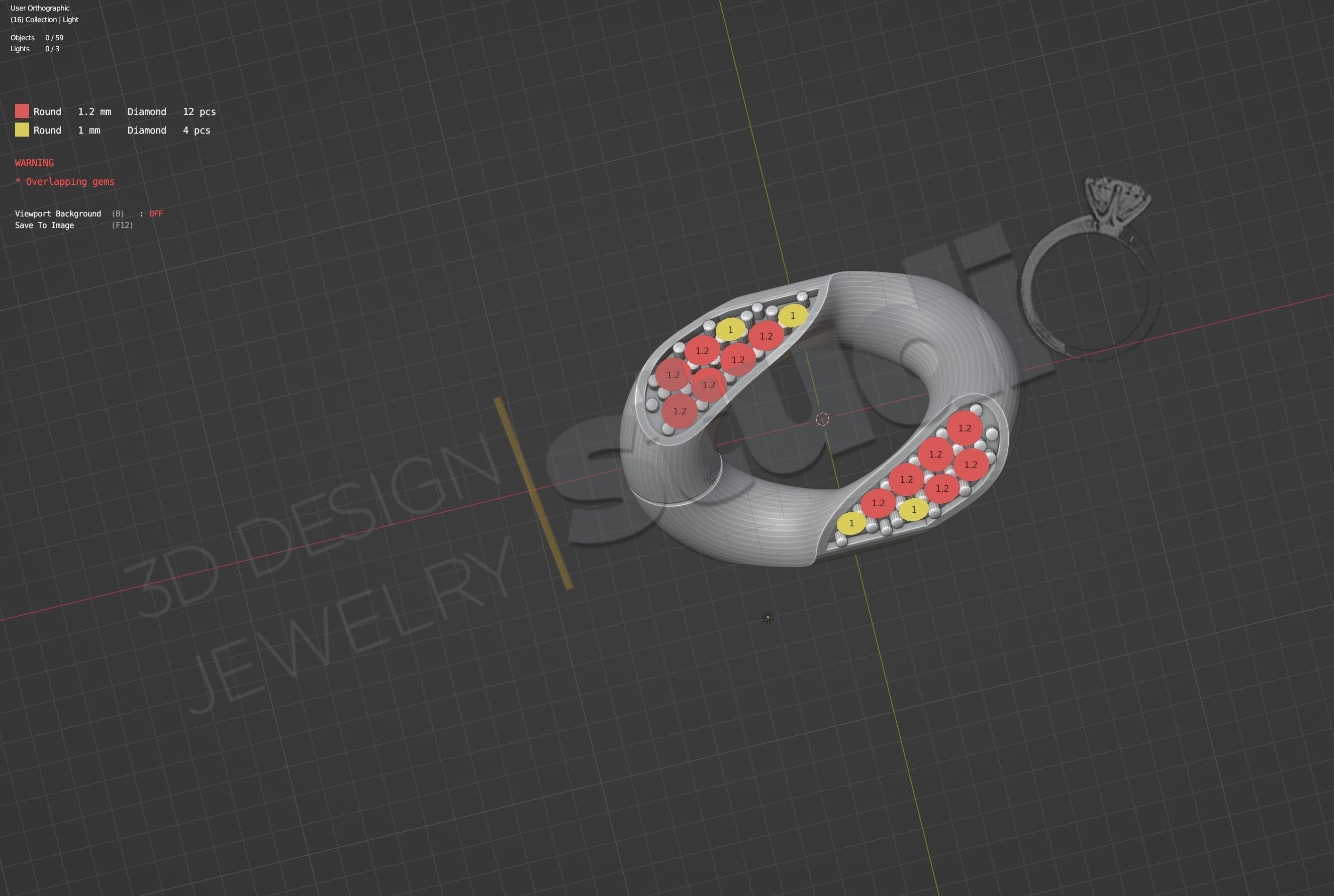 Miami cuban chain with gems 3d model 3D print model_5