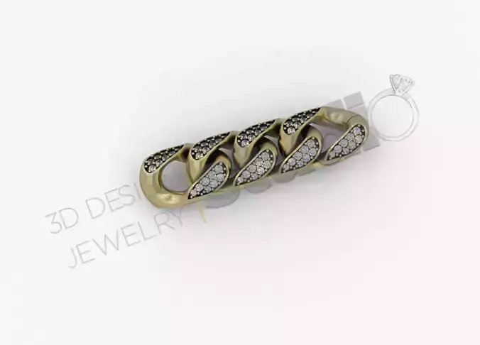 Miami cuban chain with gems 3d model 3D print model