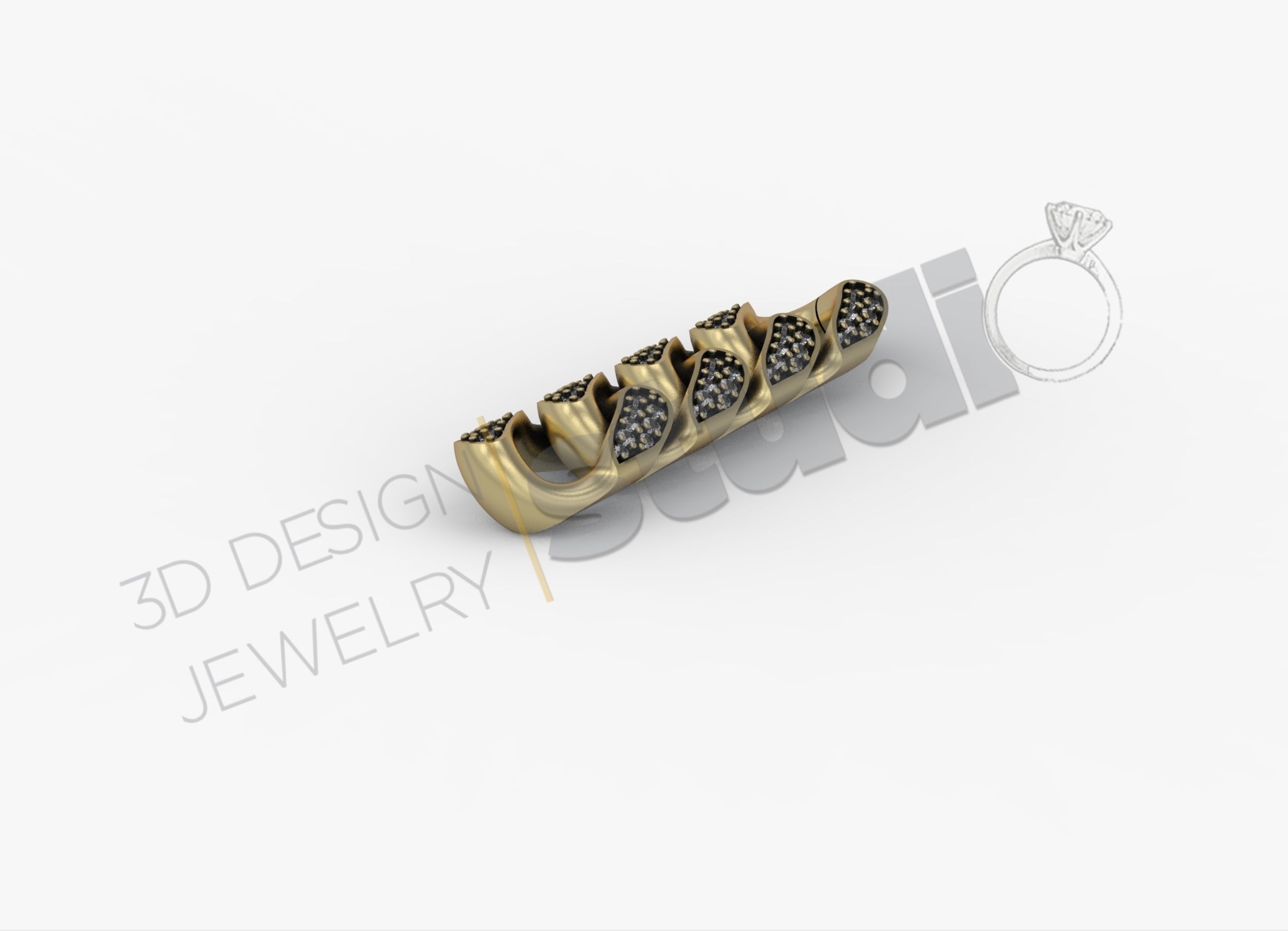 Miami cuban chain with gems 3d model 3D print model_1