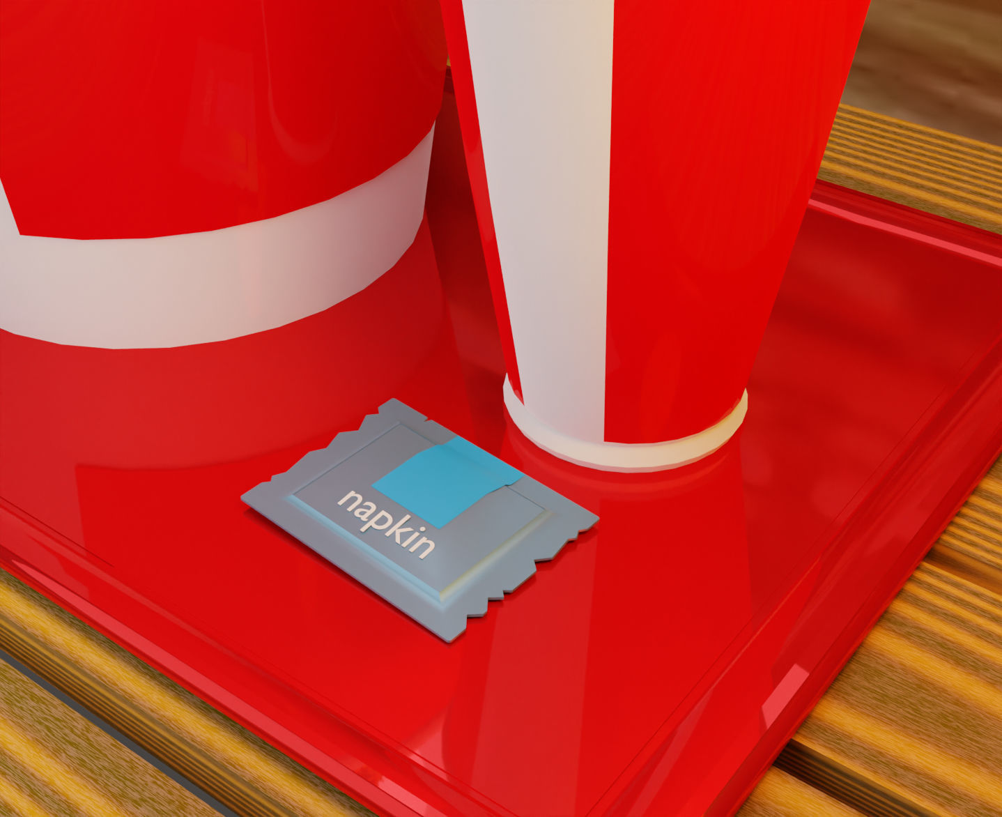 Food 3d model cup of fries and drink on tray 3D model_1