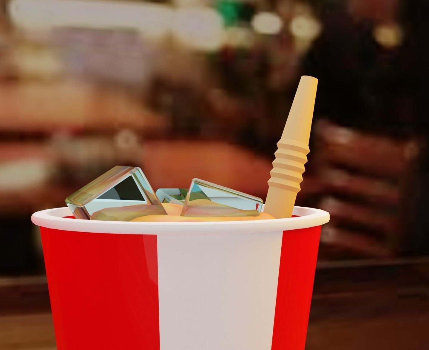 Food 3d model cup of fries and drink on tray 3D model_2