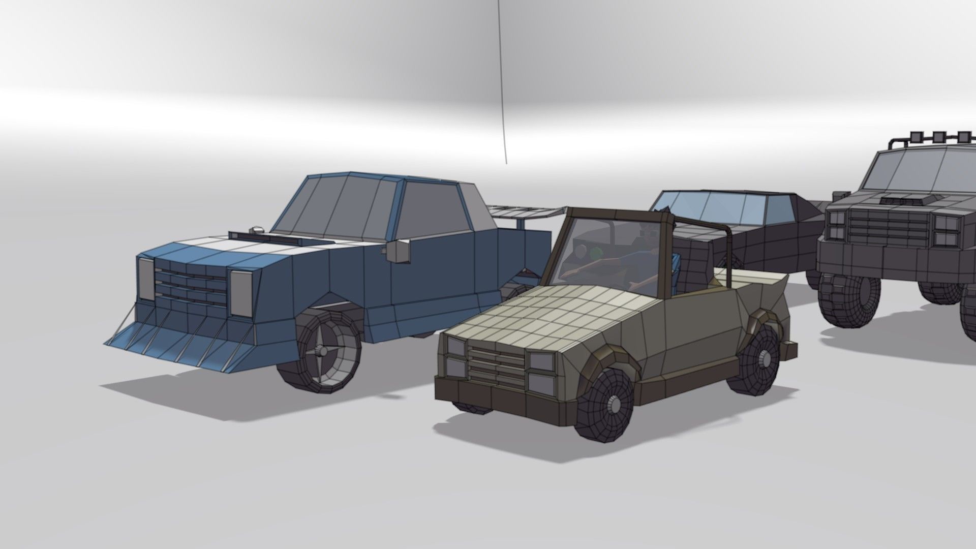 Cars Collection Lowpoly two vehicles in environment Low-poly 3D model_5