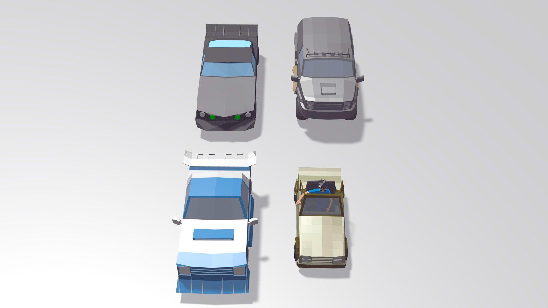 Cars Collection Lowpoly two vehicles in environment Low-poly 3D model_2