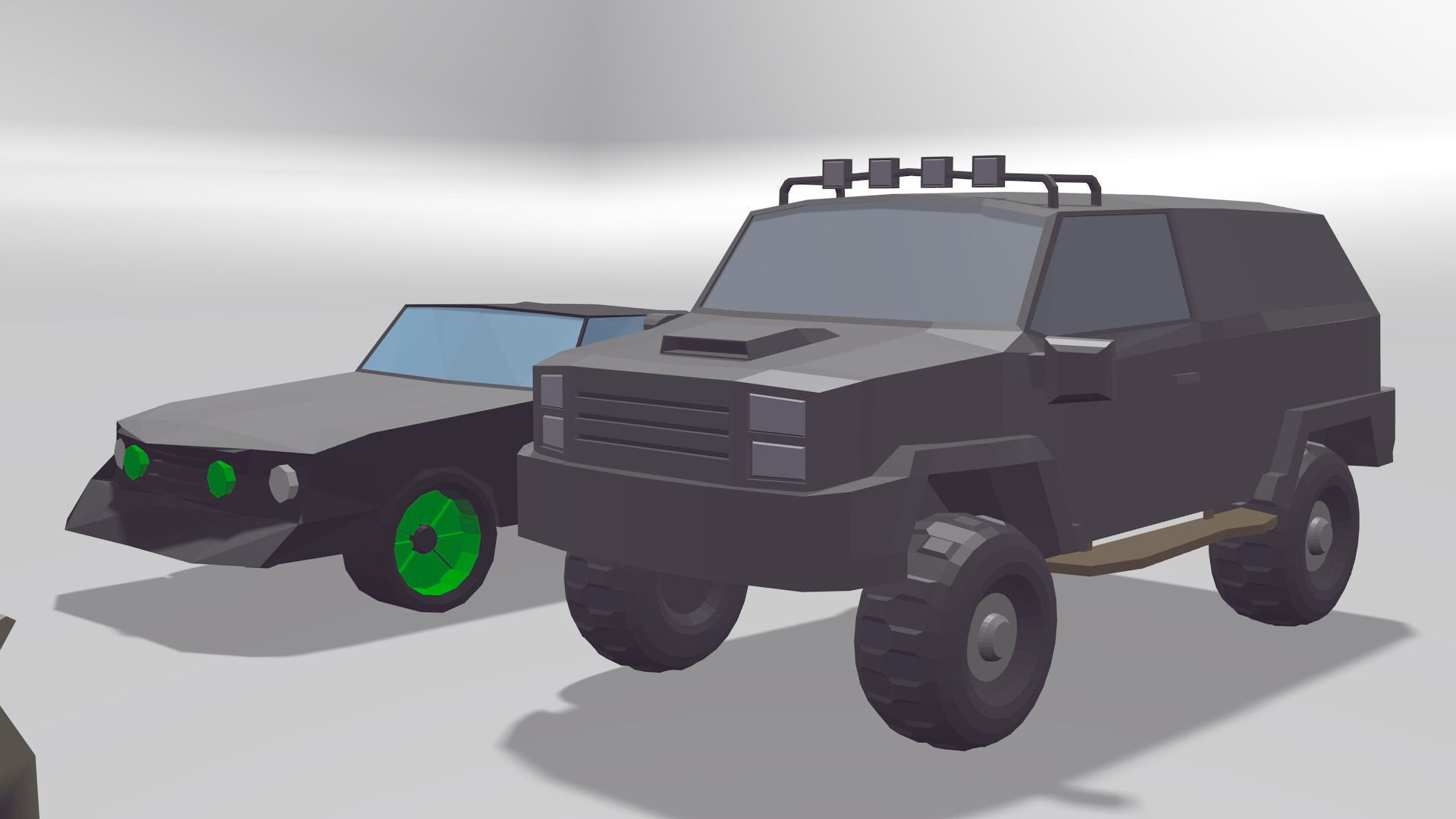 Cars Collection Lowpoly two vehicles in environment Low-poly 3D model_4