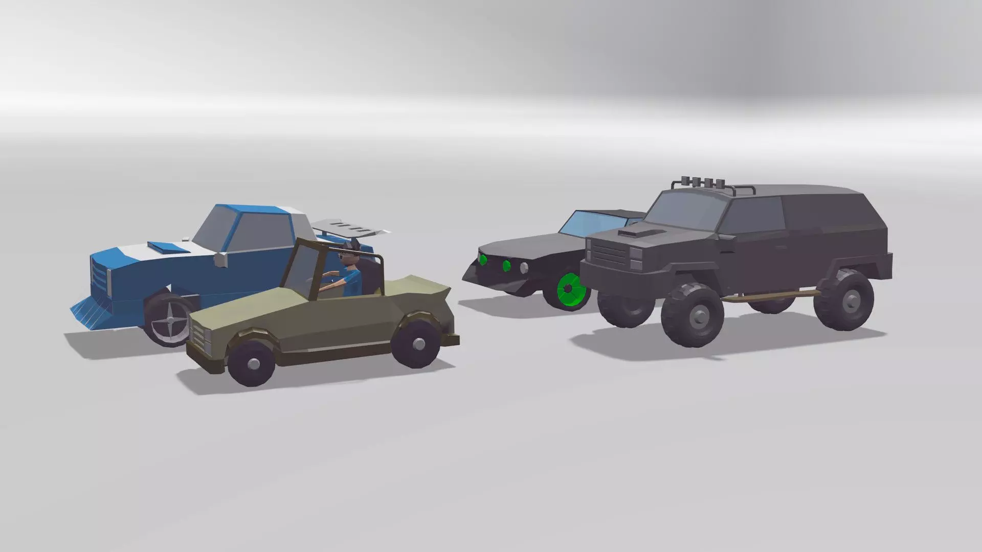 Cars Collection Lowpoly two vehicles in environment Low-poly 3D model_0
