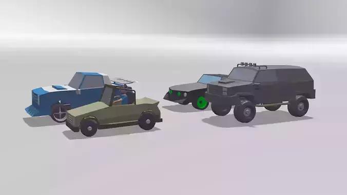 Cars Collection Lowpoly two vehicles in environment Low-poly 3D model