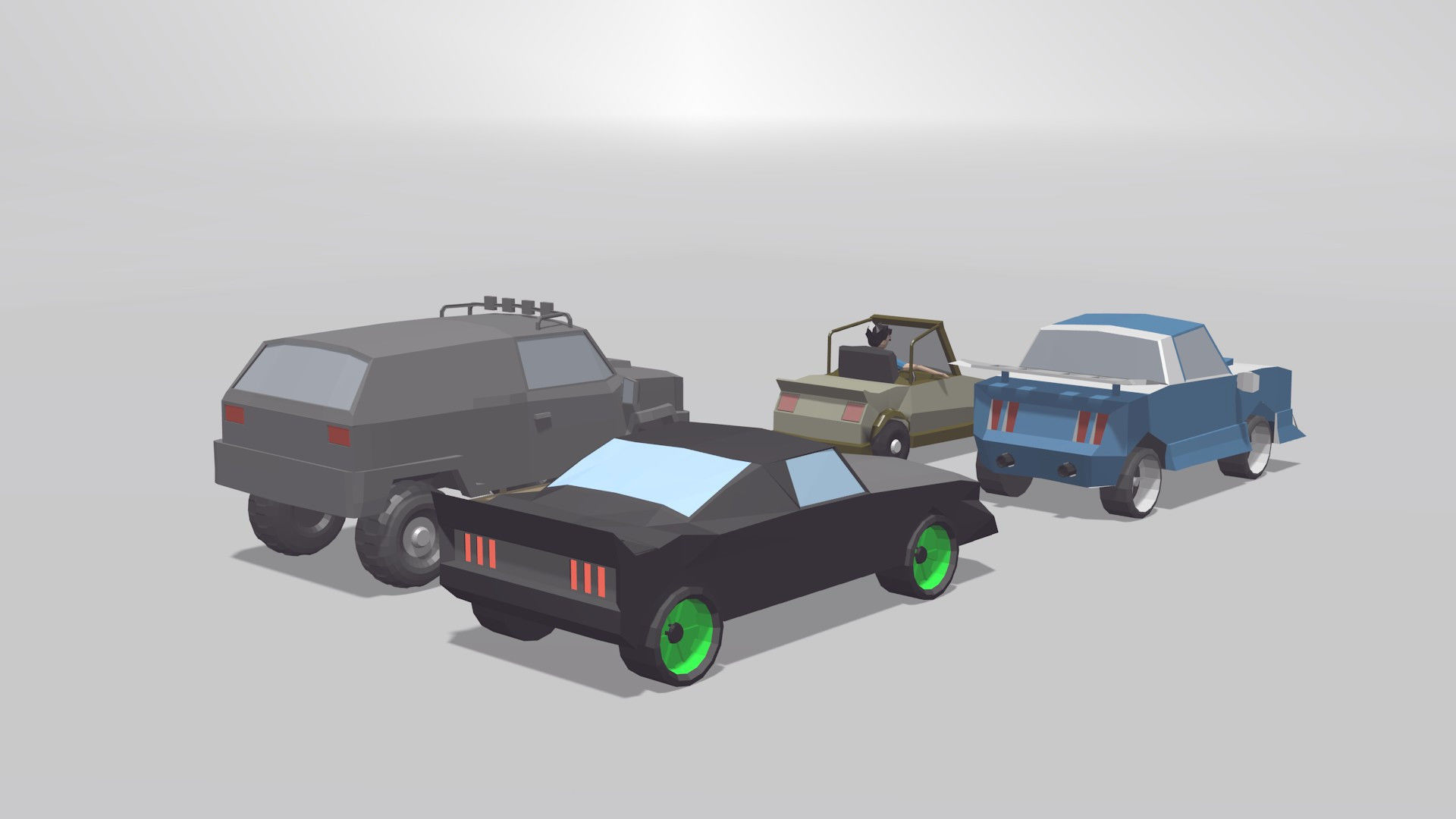 Cars Collection Lowpoly two vehicles in environment Low-poly 3D model_1