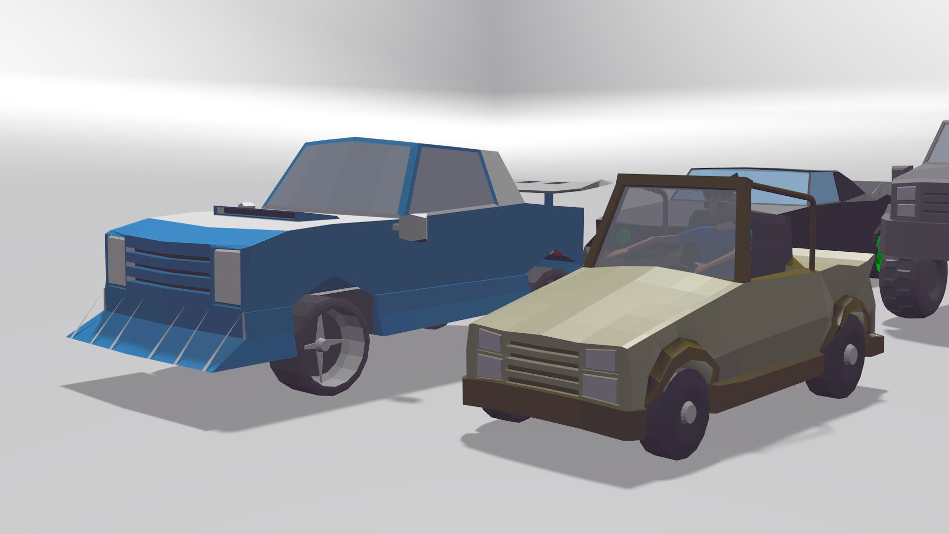 Cars Collection Lowpoly two vehicles in environment Low-poly 3D model_6