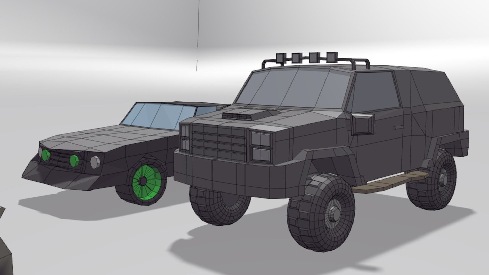 Cars Collection Lowpoly two vehicles in environment Low-poly 3D model_3