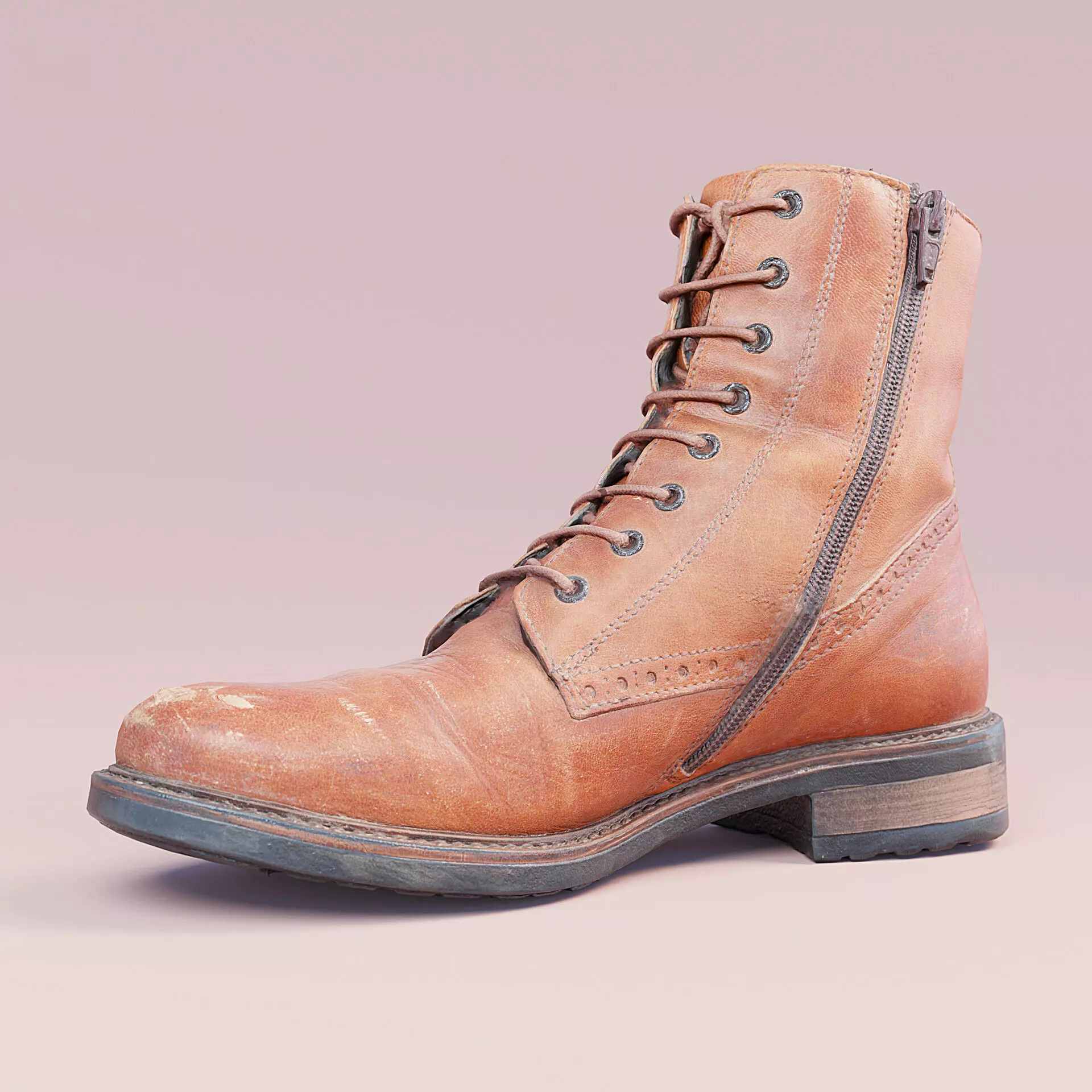 Leather Shoe Low-poly 3D model_0