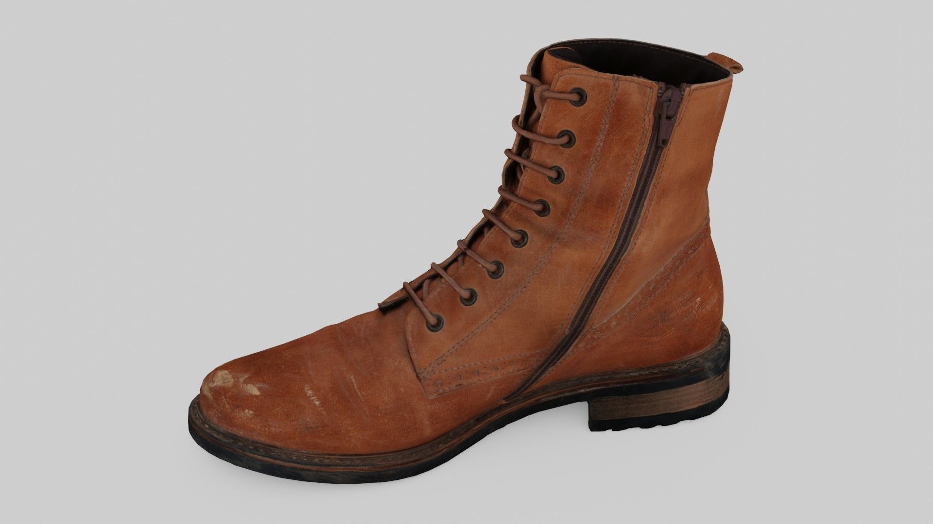 Leather Shoe Low-poly 3D model_9