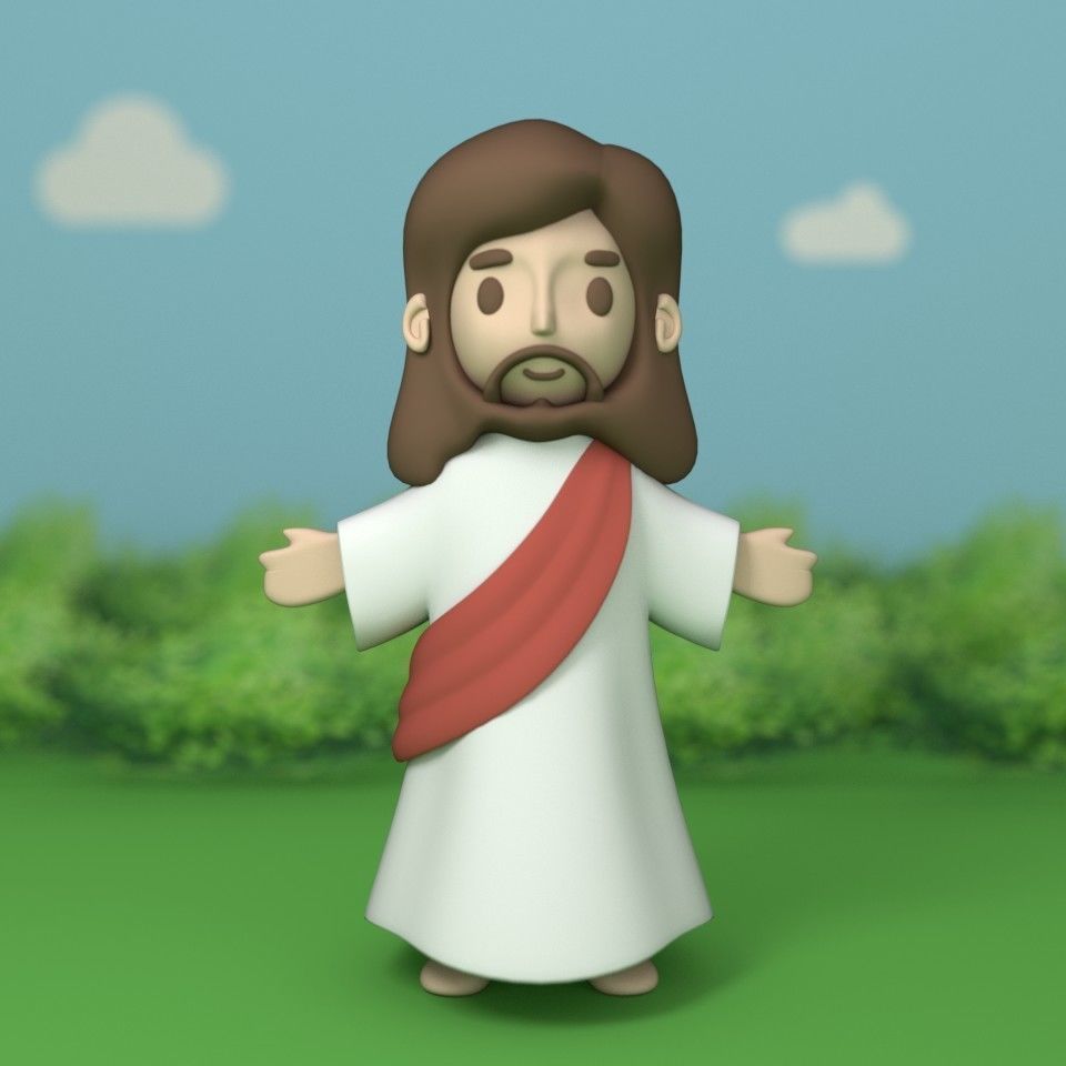 Jesus Christ Cartoon Low-poly 3D model_1