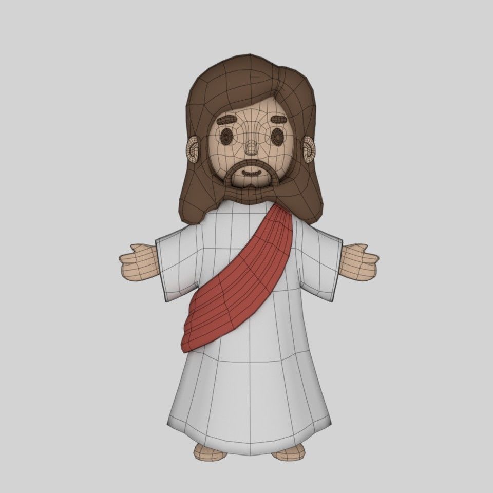 Jesus Christ Cartoon Low-poly 3D model_4
