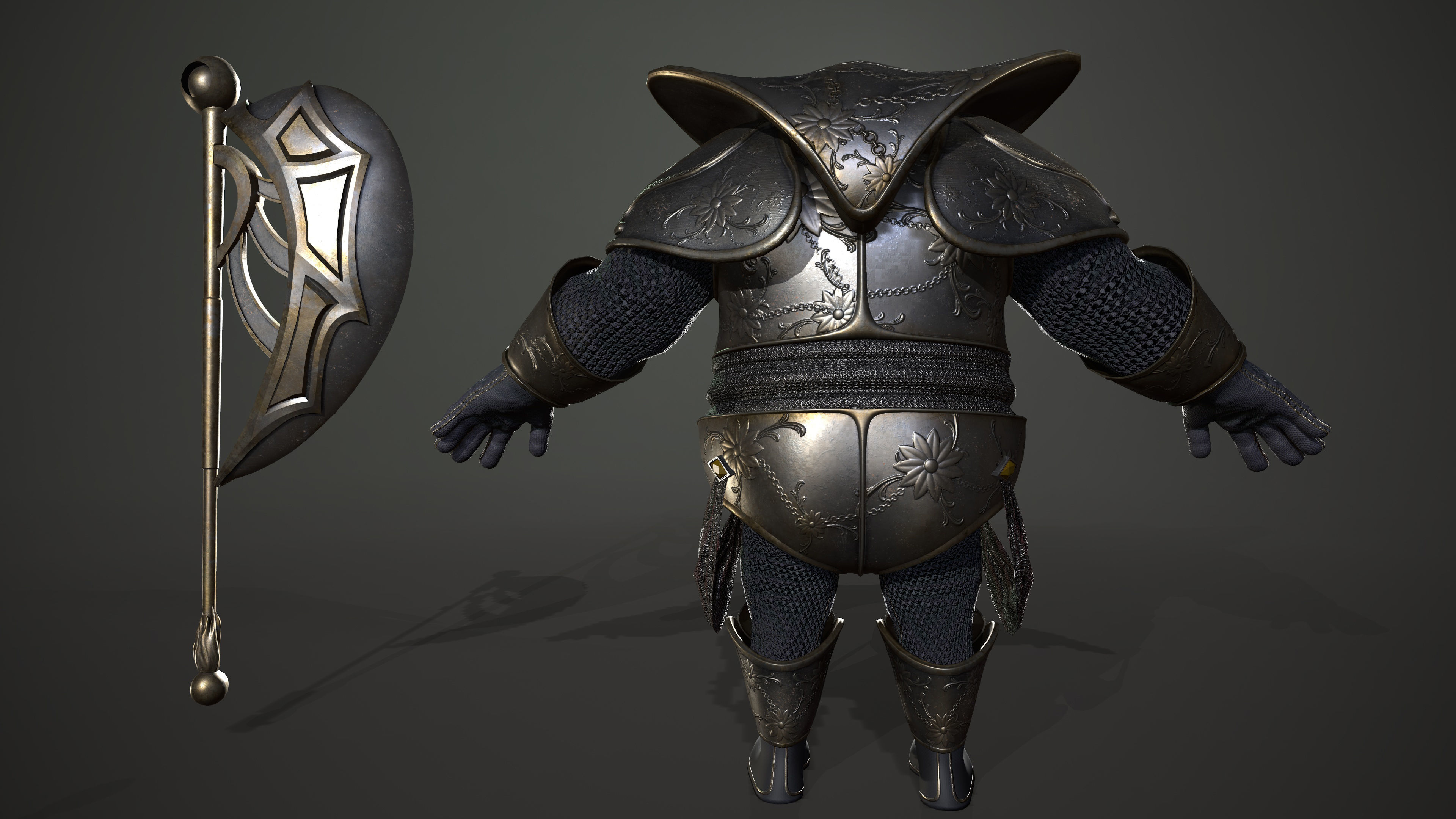 Guard knight in armor Low-poly 3D model_5