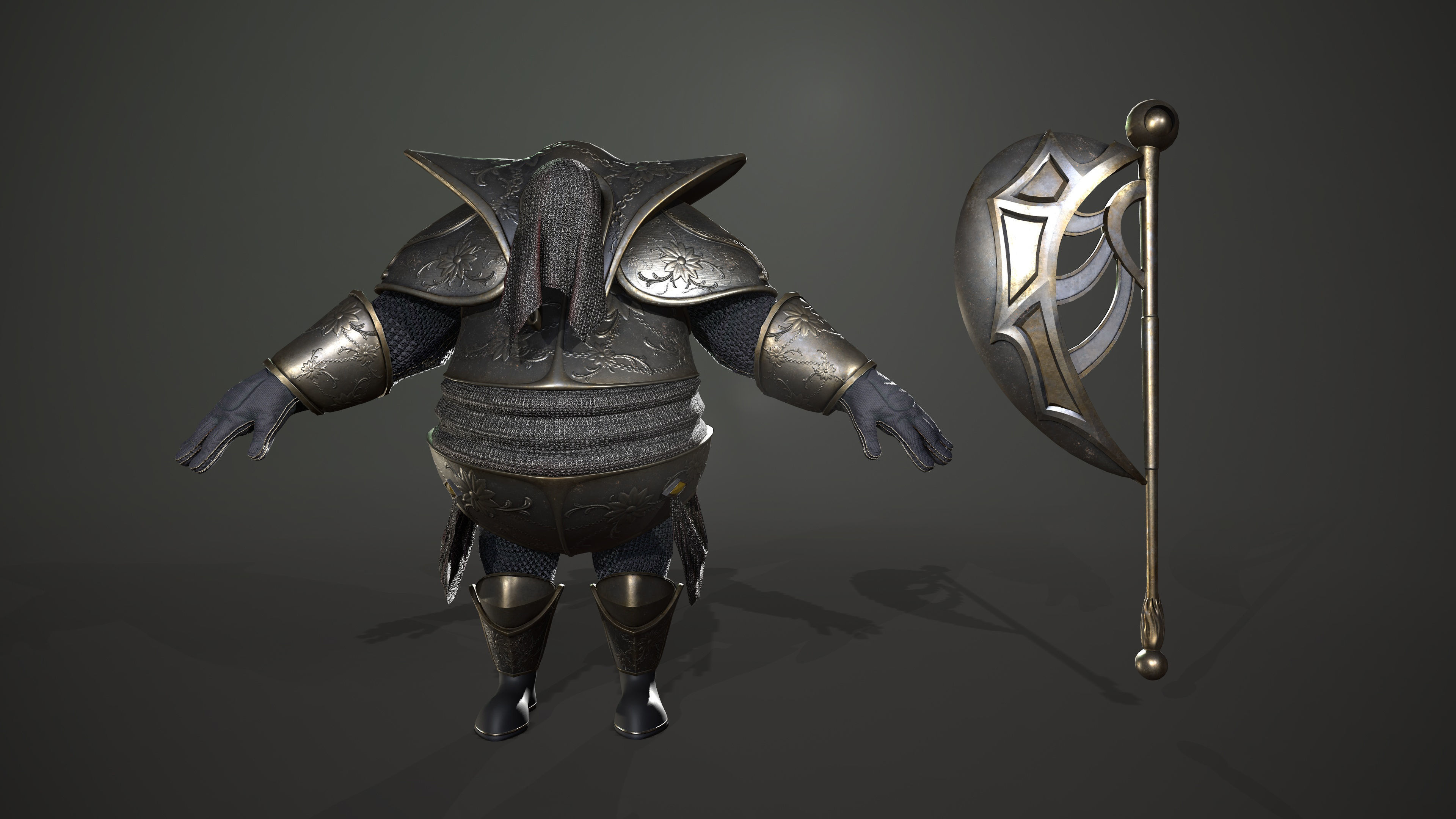 Guard knight in armor Low-poly 3D model_1