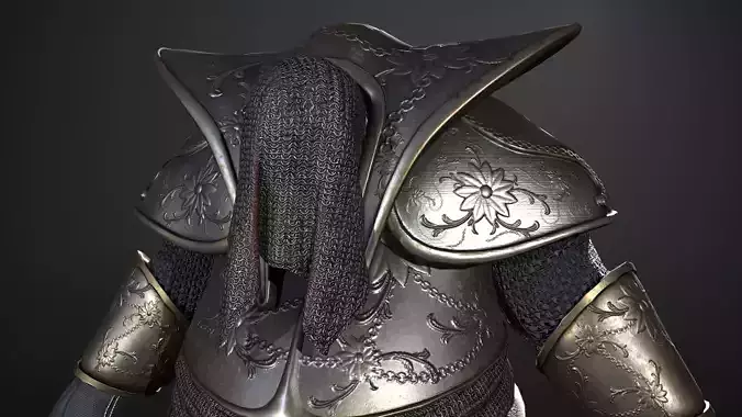 Guard knight in armor Low-poly 3D model