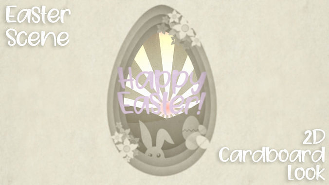 Easter Scene Cardboard Cutout Look 3D model