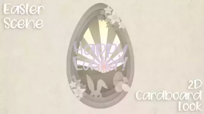 Easter Scene Cardboard Cutout Look 3D model
