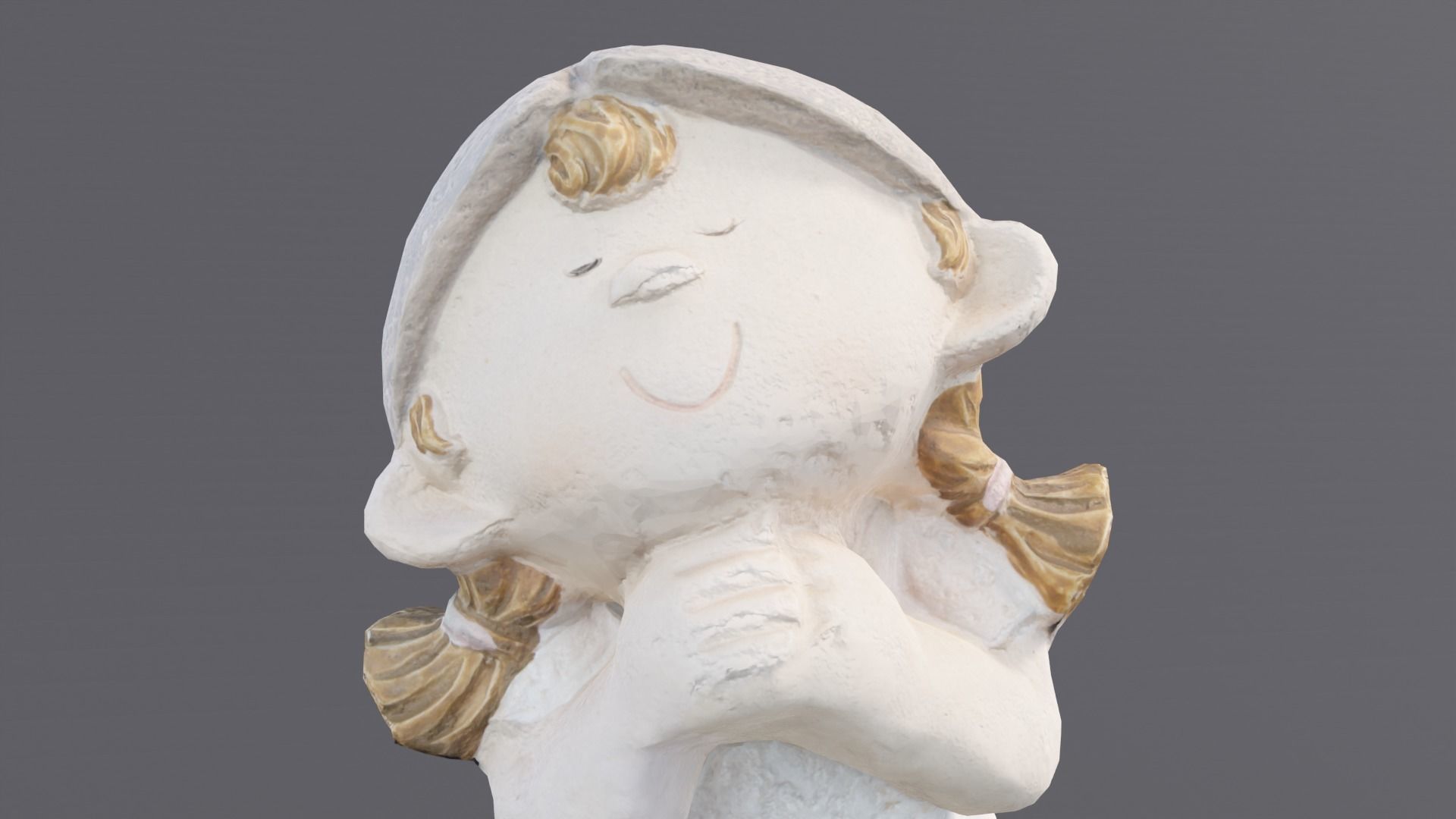 Happy Female Figure Low-poly 3D model_1