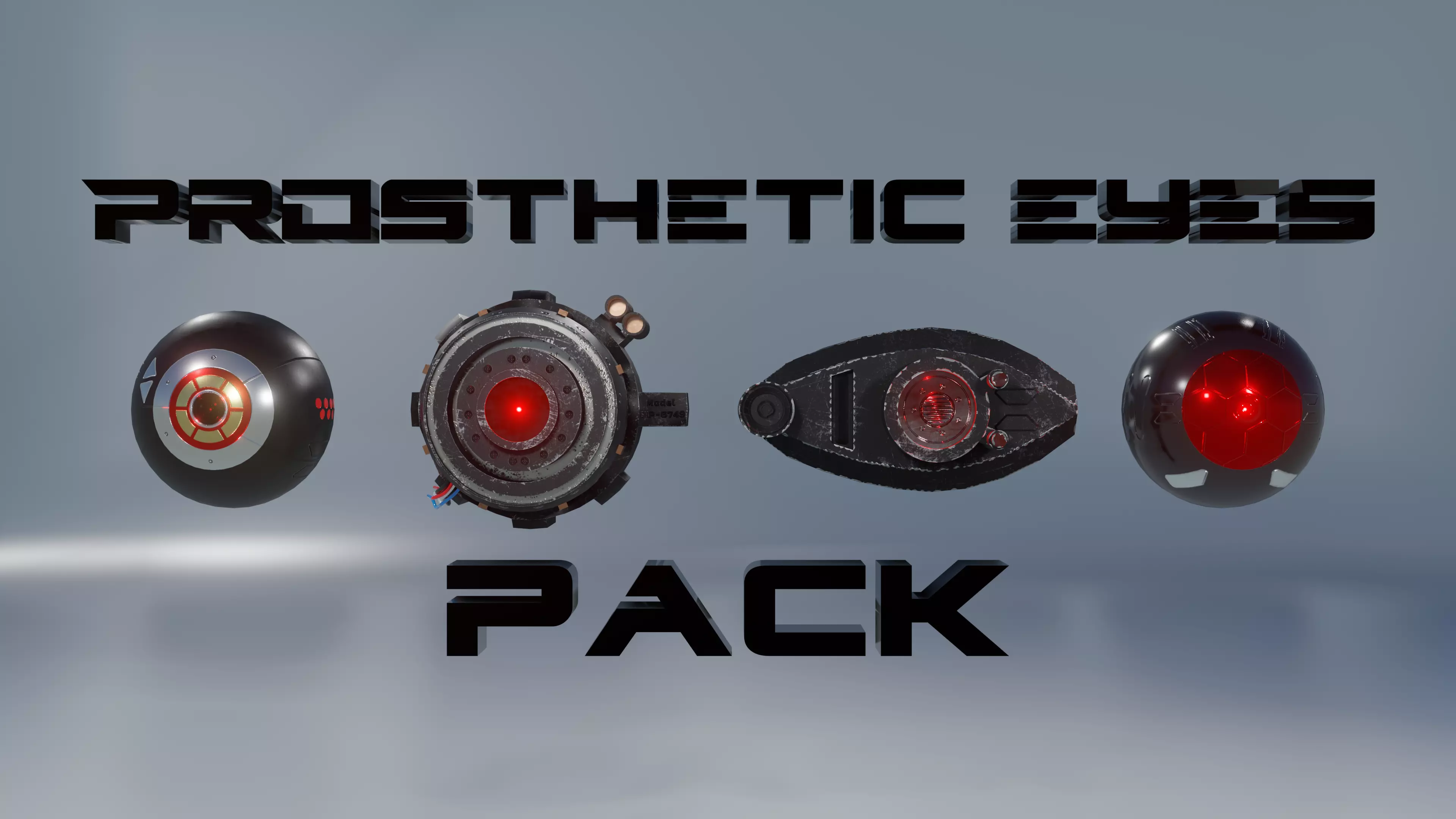Prosthetic eyes pack Low-poly 3D model_0