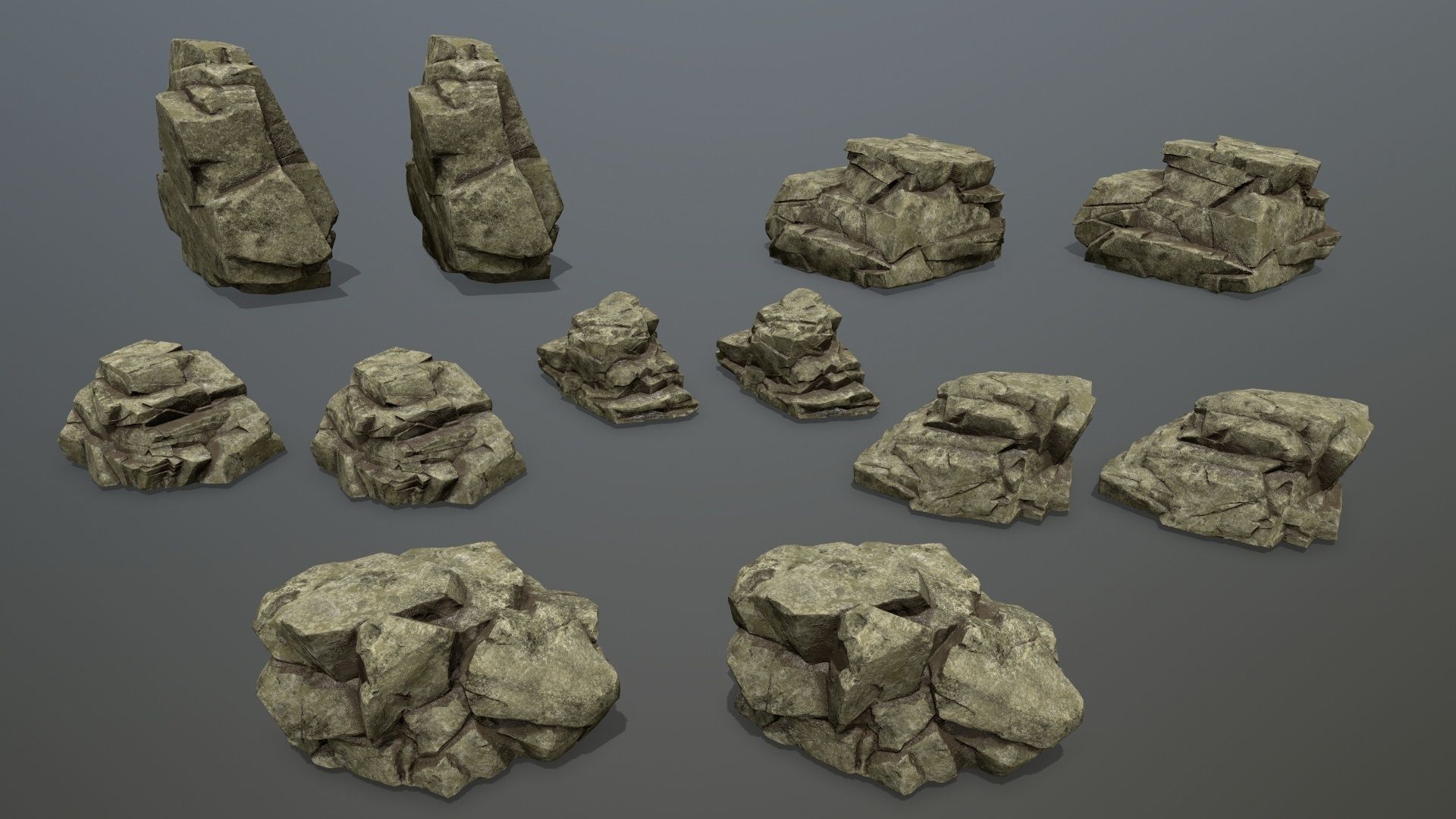 Rock Set Low-poly 3D model_13