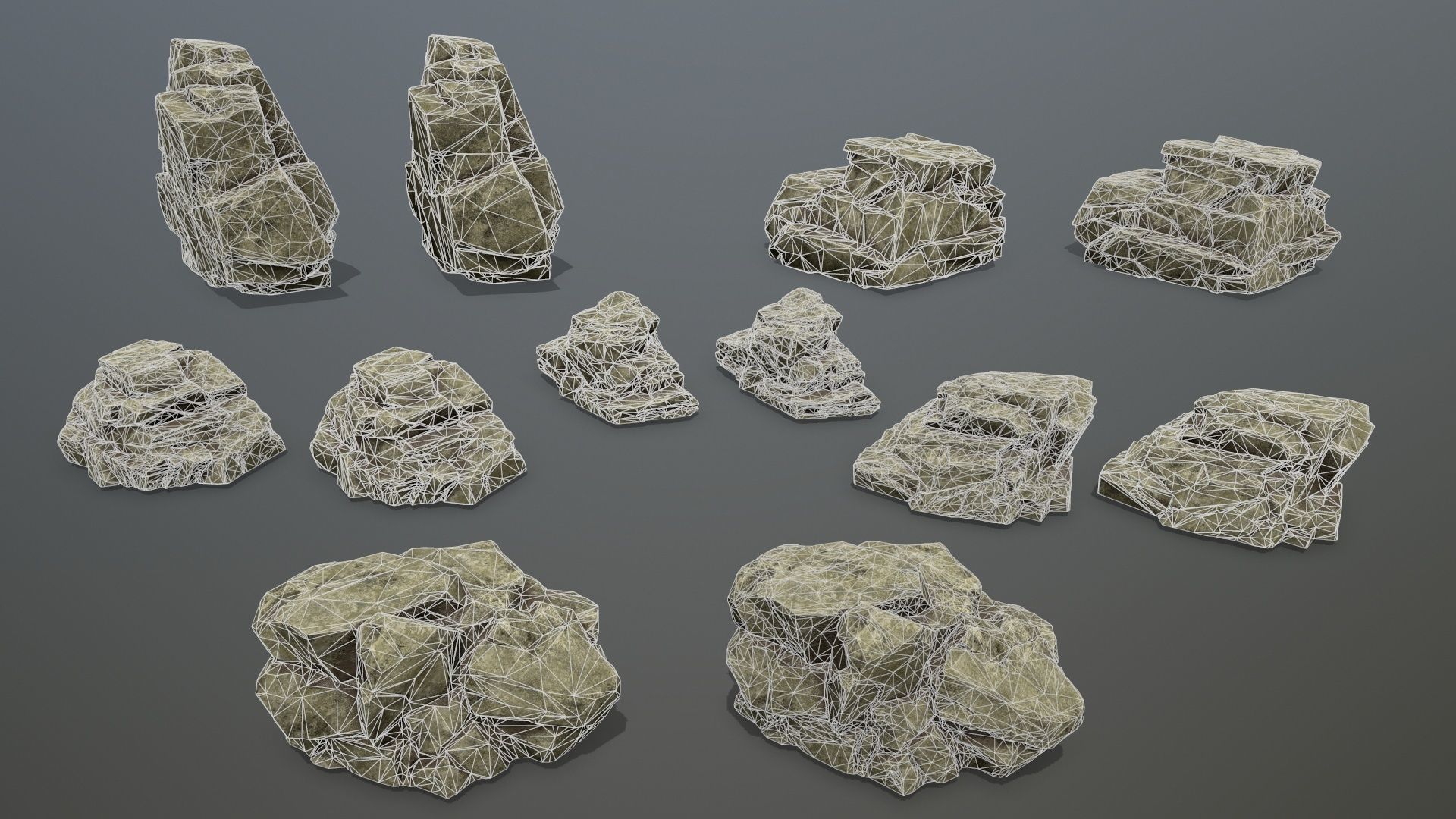 Rock Set Low-poly 3D model_14